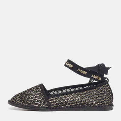 Pre-owned Dior Nicely D Size 38 Black Lace And Mesh Ballet Flats