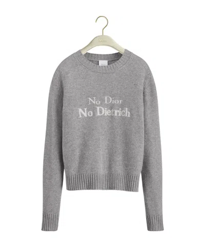 Dior No , No Dietrich Embroidered Sweater In Gray