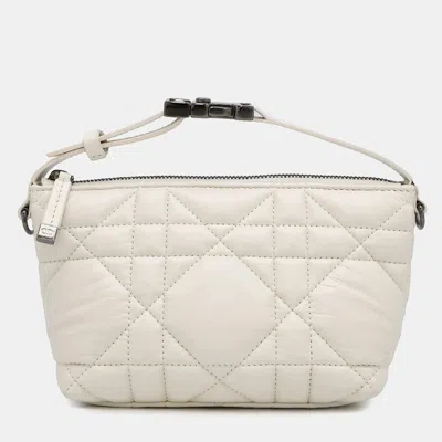 Pre-owned Dior Nomad Pouch Small White Leather Pouch