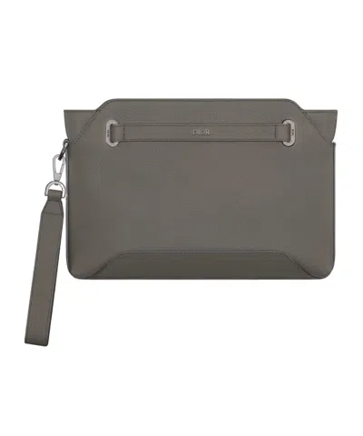Dior Normandie A5 Triangle Pouch In Grey