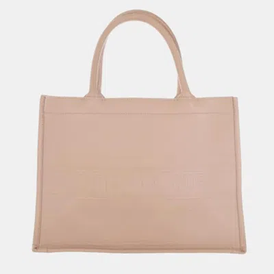 Pre-owned Dior Nude Leather Medium Book Tote Bag In Beige