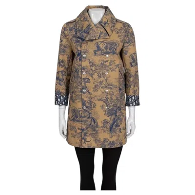 Pre-owned Dior Nwot Christian  Brown Signature Print Trench Coat Sz. 36