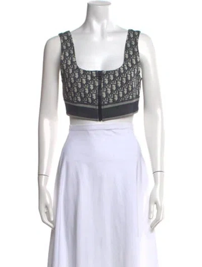 Pre-owned Dior Nylon Graphic Print Crop Top In Blue
