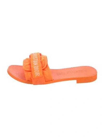 Pre-owned Dior Nylon Graphic Print Slides In Orange