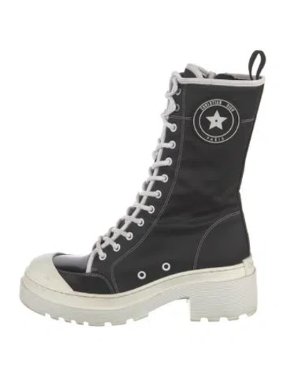 Pre-owned Dior Nylon Lace-up Boots In Black
