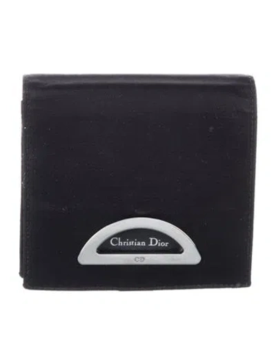 Pre-owned Dior Nylon Printed Bifold Wallet In Black