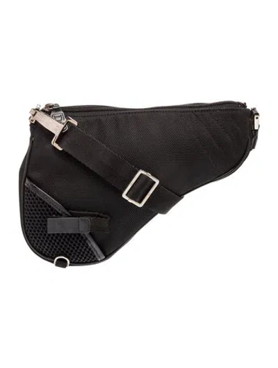Pre-owned Dior Nylon Saddle Pochette Vintage In Black