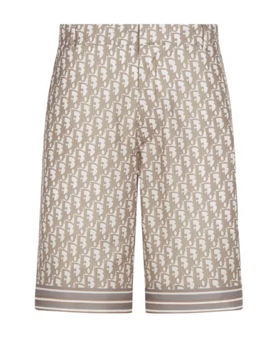 Dior Oblique Bermuda Shorts In Nude