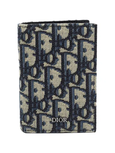 Pre-owned Dior Oblique Bifold Card Holder In Neutrals