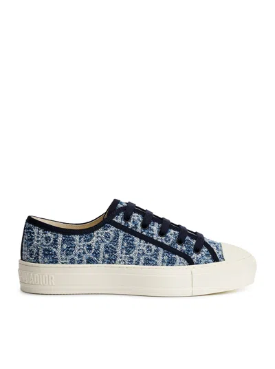 Dior Lace Up Sneakers Contrast Sole Low Top In Blue
