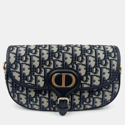 Pre-owned Dior Oblique Bobby Oblique Small Canvas Shoulder Bag In Blue