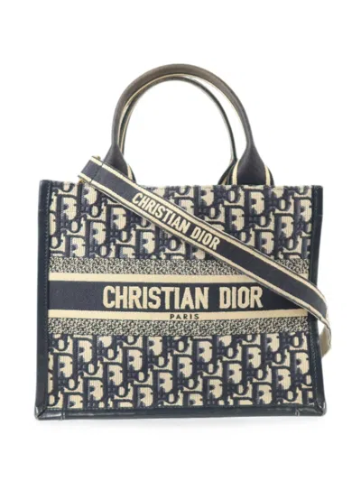 Pre-owned Dior Oblique Book Tote Bag In Blue