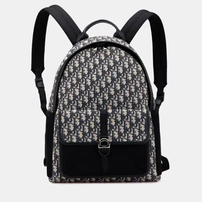 Pre-owned Dior Oblique Canvas 8 Backpack In Blue