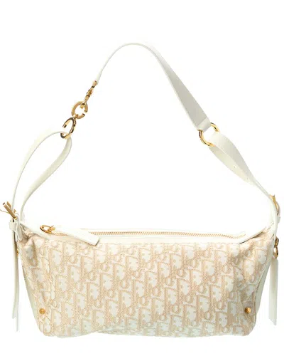 Dior Oblique Canvas & Leather Hobo Bag In Brown