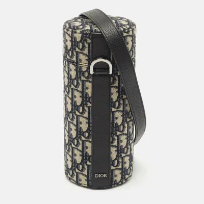 Pre-owned Dior Oblique Canvas And Leather Vertical Roller Messenger Bag