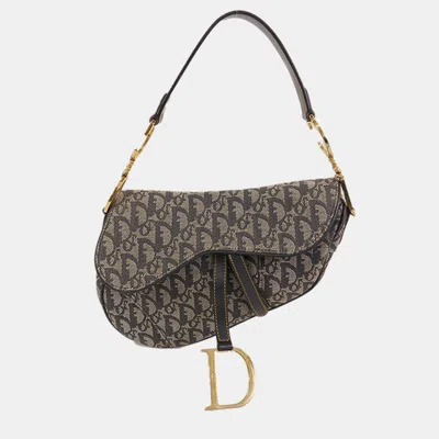 Pre-owned Dior Oblique Canvas Saddle In Grey