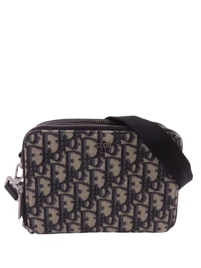 Pre-owned Dior Oblique Canvas Zipped Shoulder Bag In Neutral