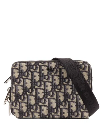 Pre-owned Dior Oblique Canvas Zipped Shoulder Bag In Neutral