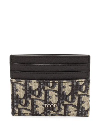 Pre-owned Dior Oblique Card Holder In Black