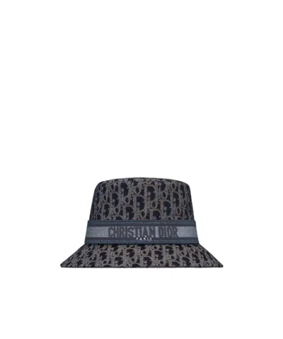 Dior Oblique Denim D-bobby Small-brim Bucket Hat In Black