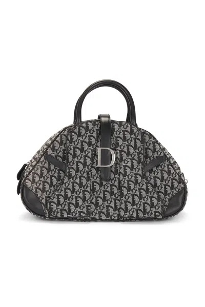 Pre-owned Dior Oblique Double Saddle Bag In Black