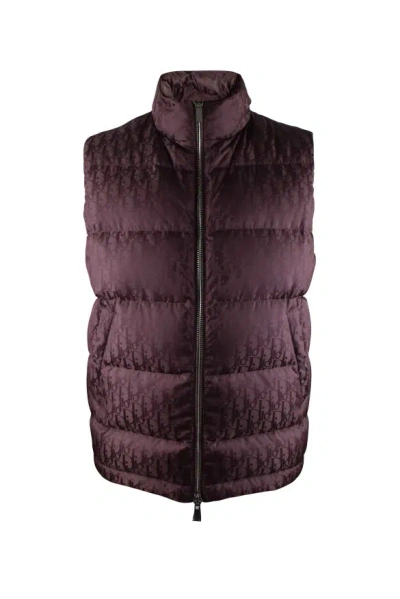 Dior Oblique Down Vest In Burgundy