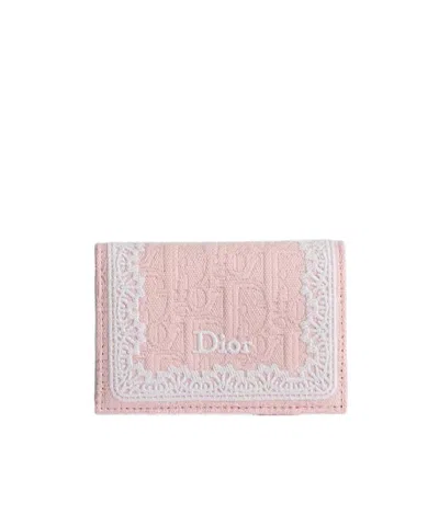 Dior Oblique Glycine Wallet In Light Mist Pink