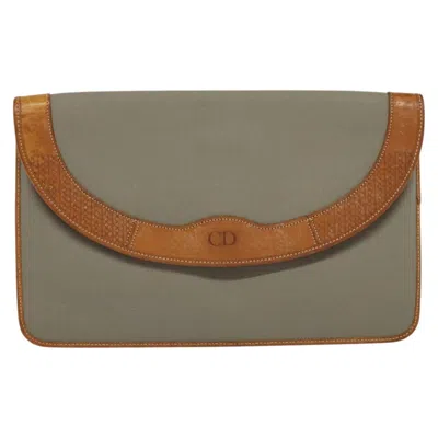 Pre-owned Dior Oblique Grey Canvas Clutch Bag ()