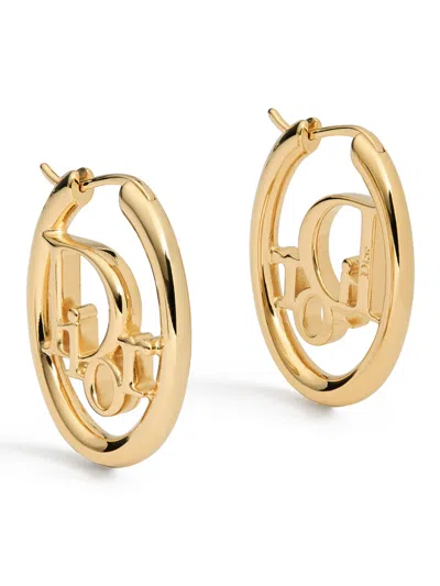 Dior Oblique Hoop Earrings In Gold-finish Metal