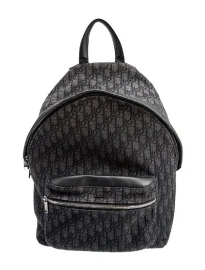 Pre-owned Dior Oblique Jacquard Backpack In Black