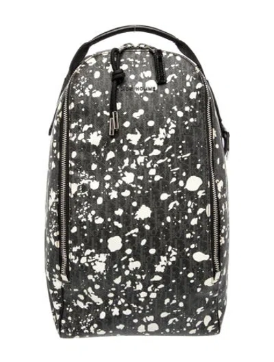 Pre-owned Dior Oblique Jacquard Backpack In Black