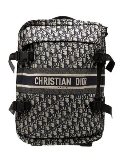 Pre-owned Dior Oblique Jacquard Backpack In Blue