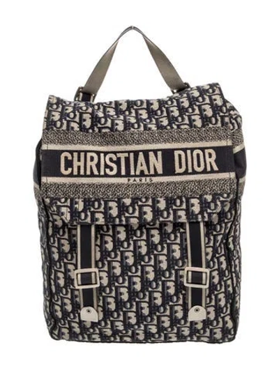 Pre-owned Dior Oblique Jacquard Backpack In Blue