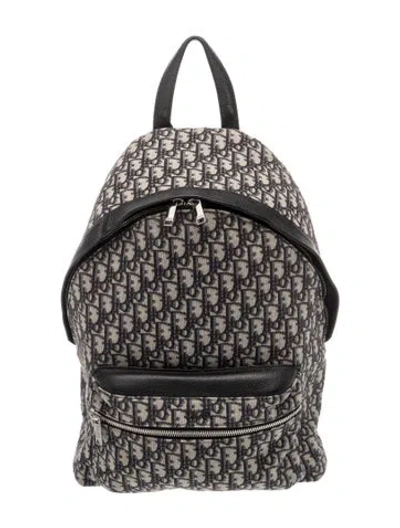 Pre-owned Dior Oblique Jacquard Backpack In Blue