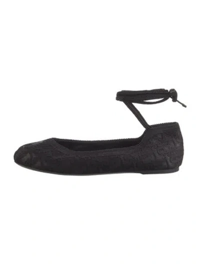 Pre-owned Dior Oblique Jacquard Ballet Flats In Blue