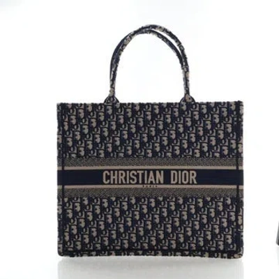Pre-owned Dior Oblique Jacquard Book Tote Large In Blue