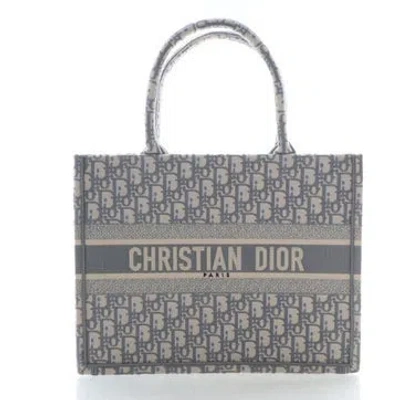 Pre-owned Dior Oblique Jacquard Book Tote Medium In Gray