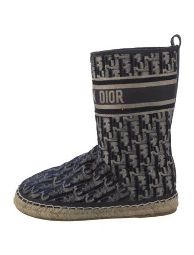Pre-owned Dior Oblique Jacquard Boots In Blue