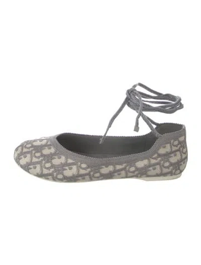 Pre-owned Dior Oblique Jacquard Canvas Ballet Flats In Grey