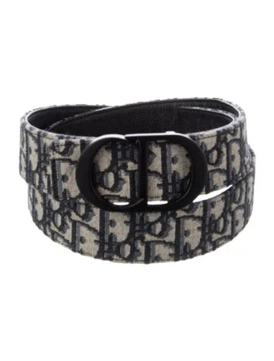 Pre-owned Dior Oblique Jacquard Canvas Belt Kit In Blue
