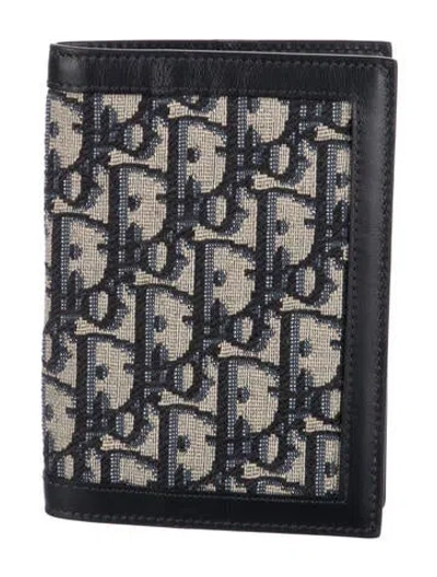 Pre-owned Dior Oblique Jacquard Canvas Bifold Wallet In Blue