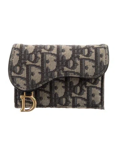 Pre-owned Dior Oblique Jacquard Canvas Compact Wallet