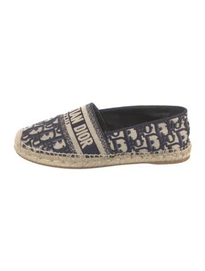 Pre-owned Dior Oblique Jacquard Canvas Espadrilles In Blue