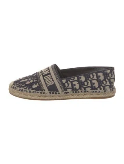 Pre-owned Dior Oblique Jacquard Canvas Espadrilles In Blue