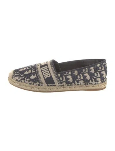 Pre-owned Dior Oblique Jacquard Canvas Espadrilles In Blue