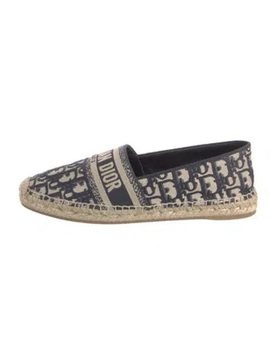 Pre-owned Dior Oblique Jacquard Canvas Espadrilles In Blue