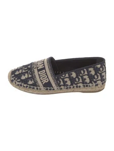 Pre-owned Dior Oblique Jacquard Canvas Espadrilles In Blue