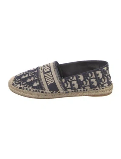 Pre-owned Dior Oblique Jacquard Canvas Espadrilles In Blue