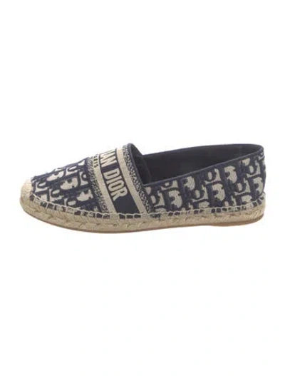 Pre-owned Dior Oblique Jacquard Canvas Espadrilles In Blue