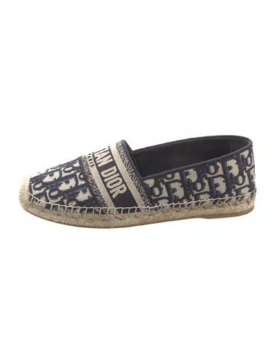 Pre-owned Dior Oblique Jacquard Canvas Espadrilles In Blue